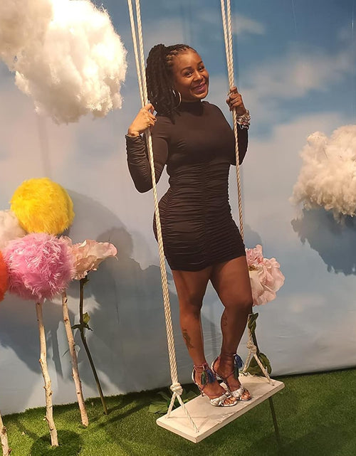 Load image into Gallery viewer, Women'S Sexy Stand Neck Bodycon Long Sleeve Ruched Club Party Mini Dress
