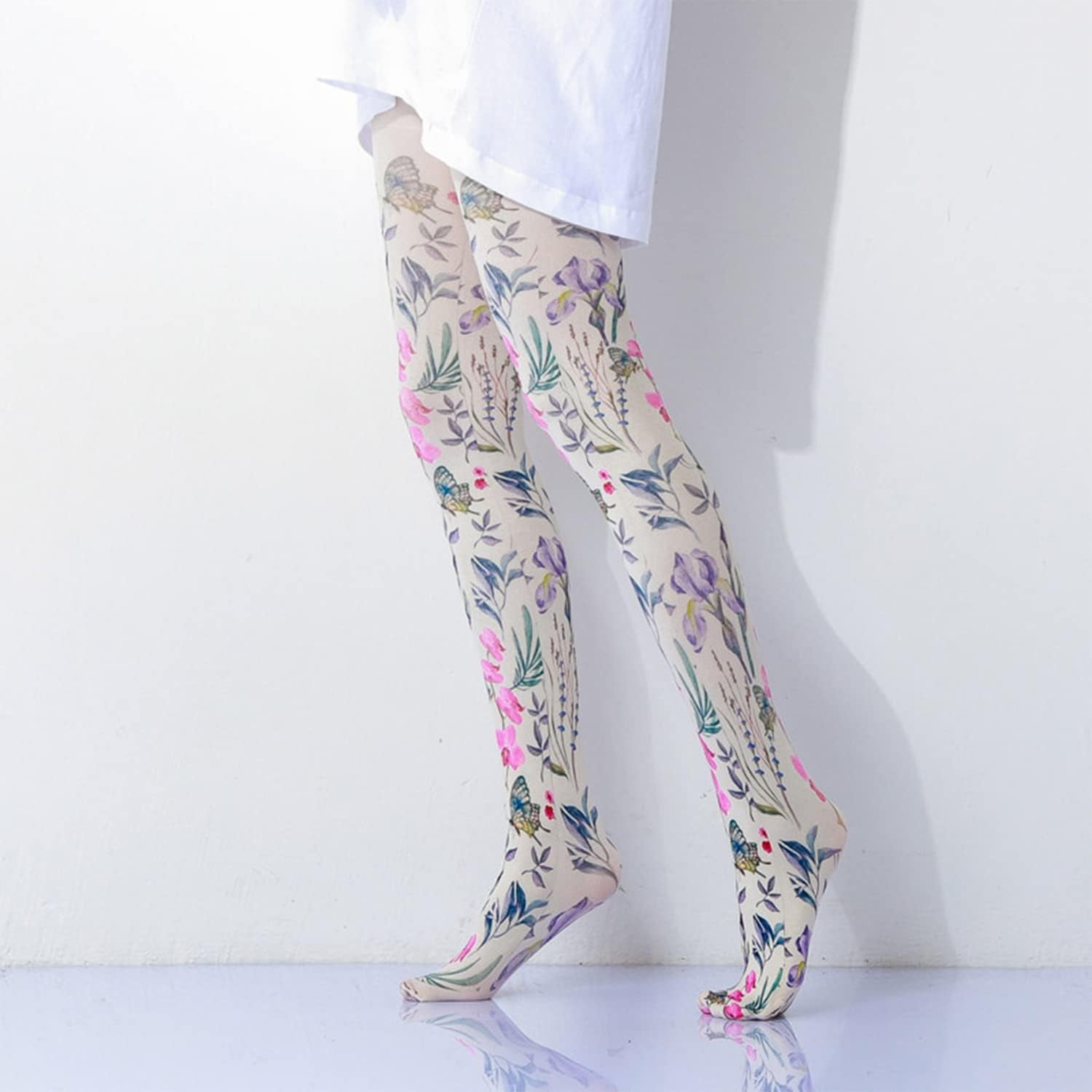 Women Tights, Opaque High Waist Pantyhose, Vintage Control Top Stockings