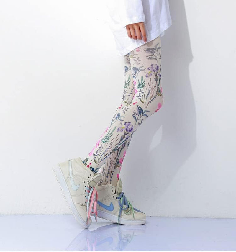 Women Tights, Opaque High Waist Pantyhose, Vintage Control Top Stockings